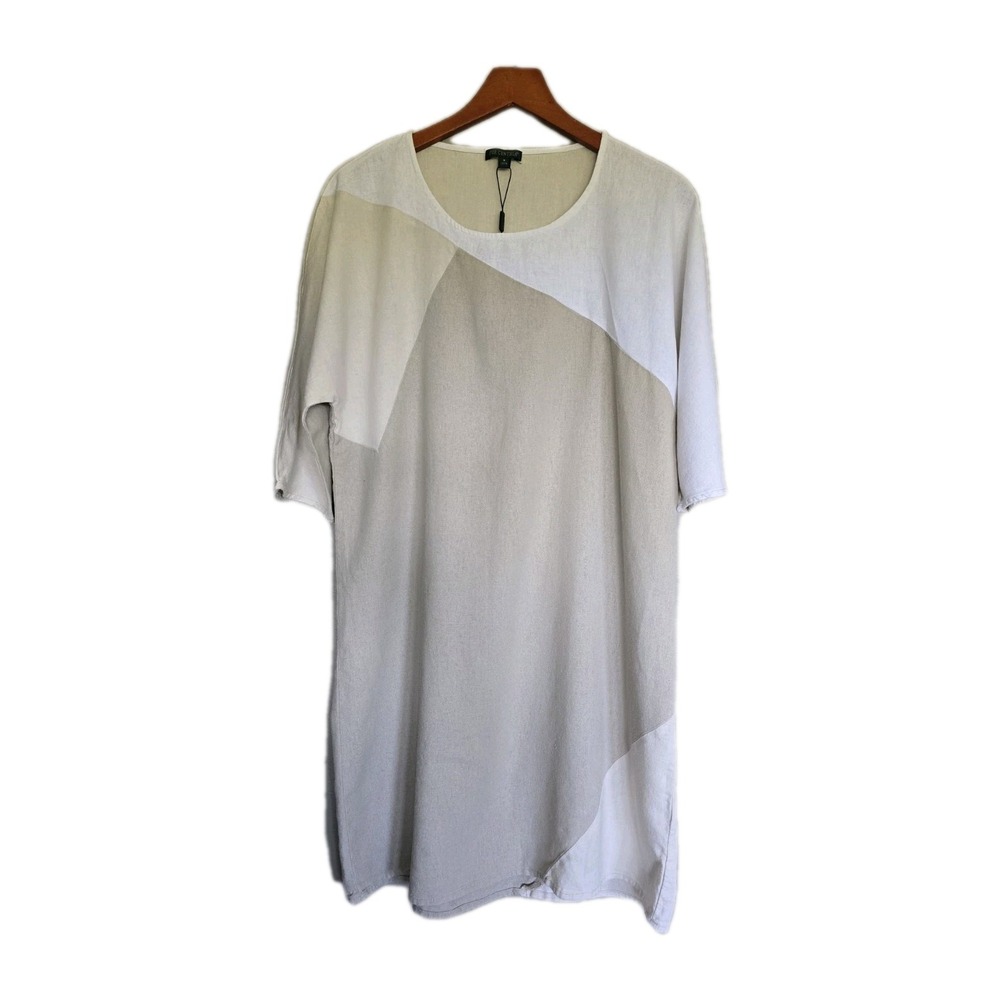 Linen Blend Oat Lagenlook Coastal Minimalist Womans Dress Womans Small NEW